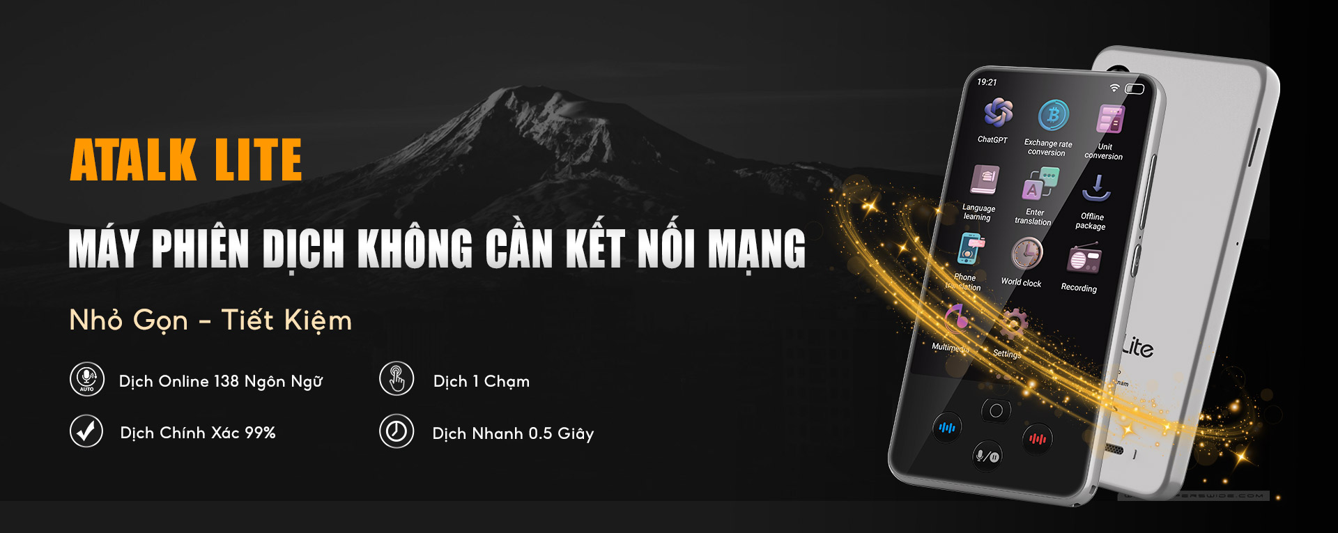 ATalk Lite - Máy Phiên Dịch Không Cần Kết Nối Mạng - Nhỏ Gọn - Tiết Kiệm
