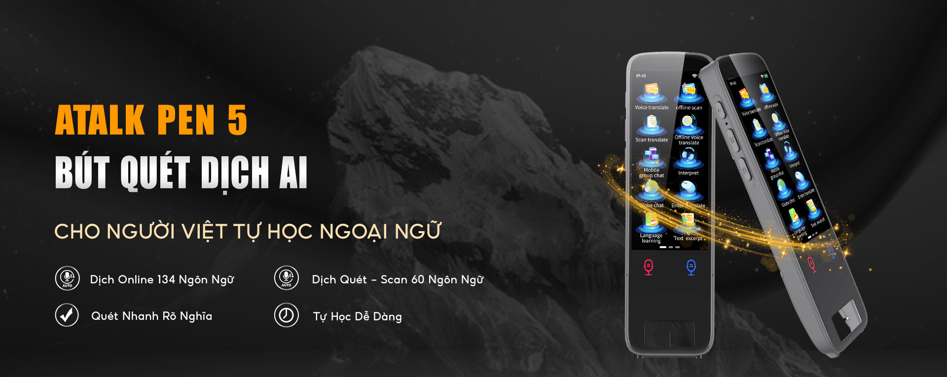 Bút Quét Dịch AI ATalk Pen 5 - Hỗ Trợ Người Việt Tự Học Ngoại Ngữ