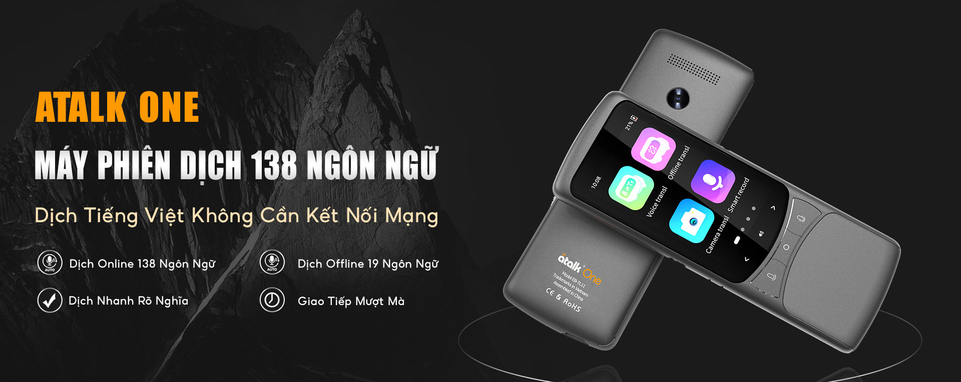 Máy Phiên Dịch ATalk One - Dịch 138 Ngôn Ngữ Nhanh Và Rõ Nghĩa
