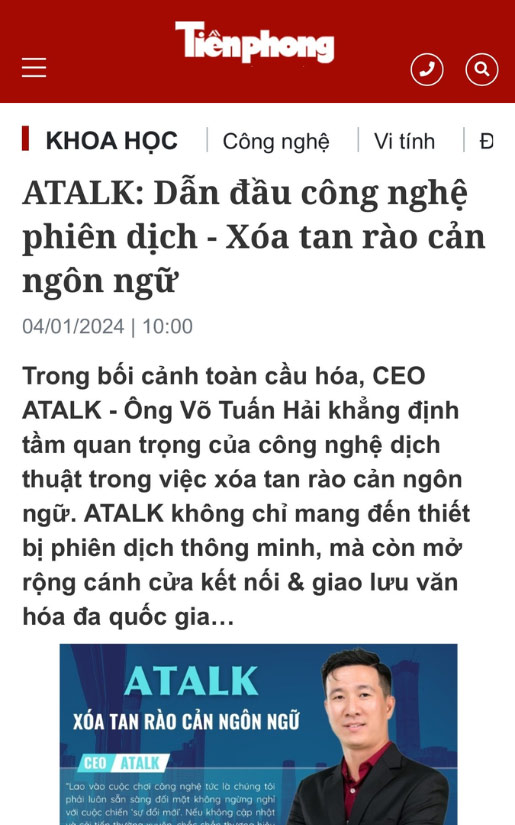 ATALK: Dẫn đầu công nghệ phiên dịch - Xóa tan rào cản ngôn ngữ