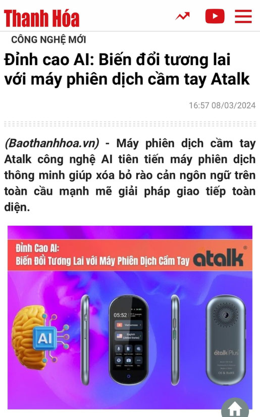 Đỉnh cao AI: Biến đổi tương lai với máy phiên dịch cầm tay Atalk