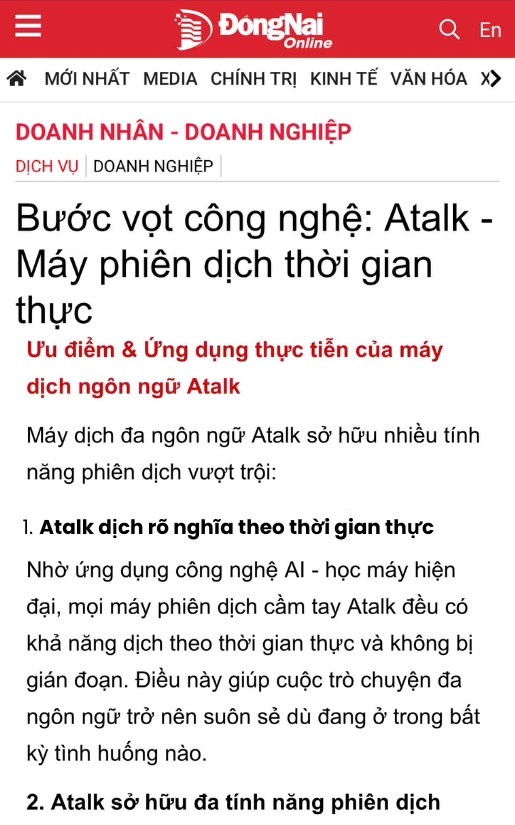 Máy Phiên Dịch ATalk - Dịch Nhanh Rõ Nghĩa - Giao Tiếp Mượt Mà