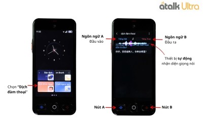 Hướng Dẫn Sử Dụng Tính Năng Dịch Đàm Thoại Trên Máy Phiên Dịch ATalk Ultra