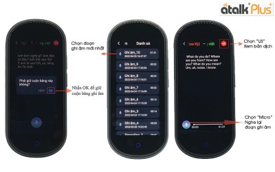 Hướng dẫn sử dụng Tính năng Dịch Ghi Âm máy phiên dịch Atalk Plus+