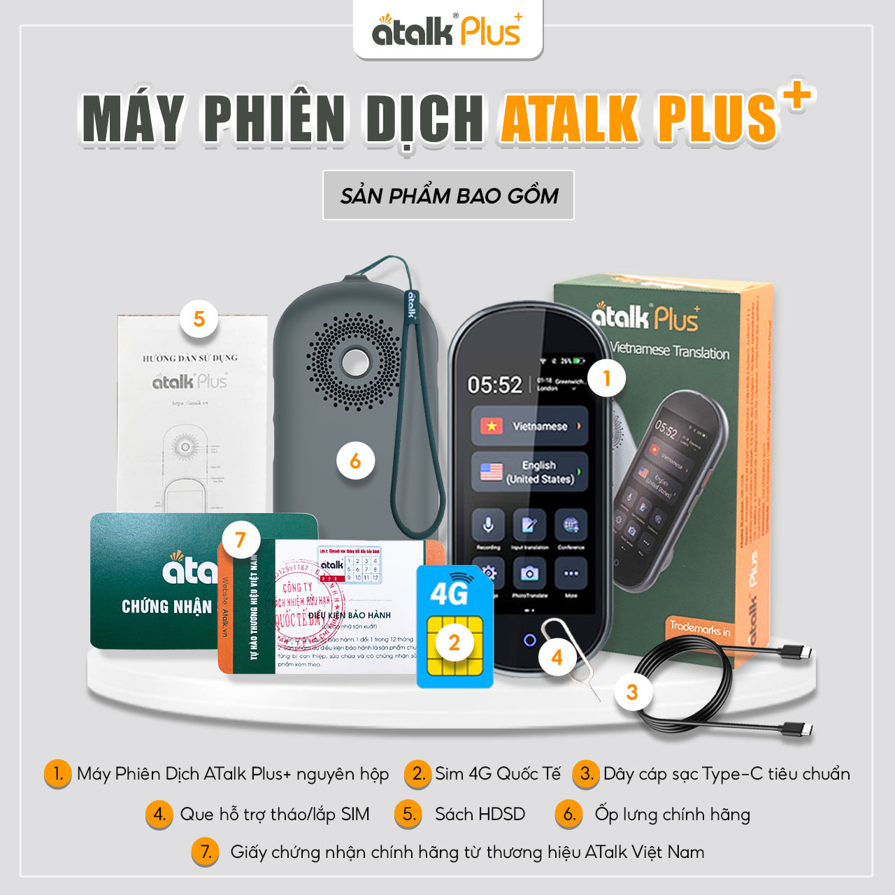 Bộ Sản Phẩm Của Máy ATalk Plus+ Gồm Những Gì