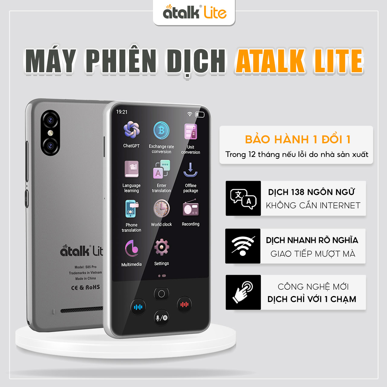 Máy Phiên Dịch Quốc Dân ATalk Lite