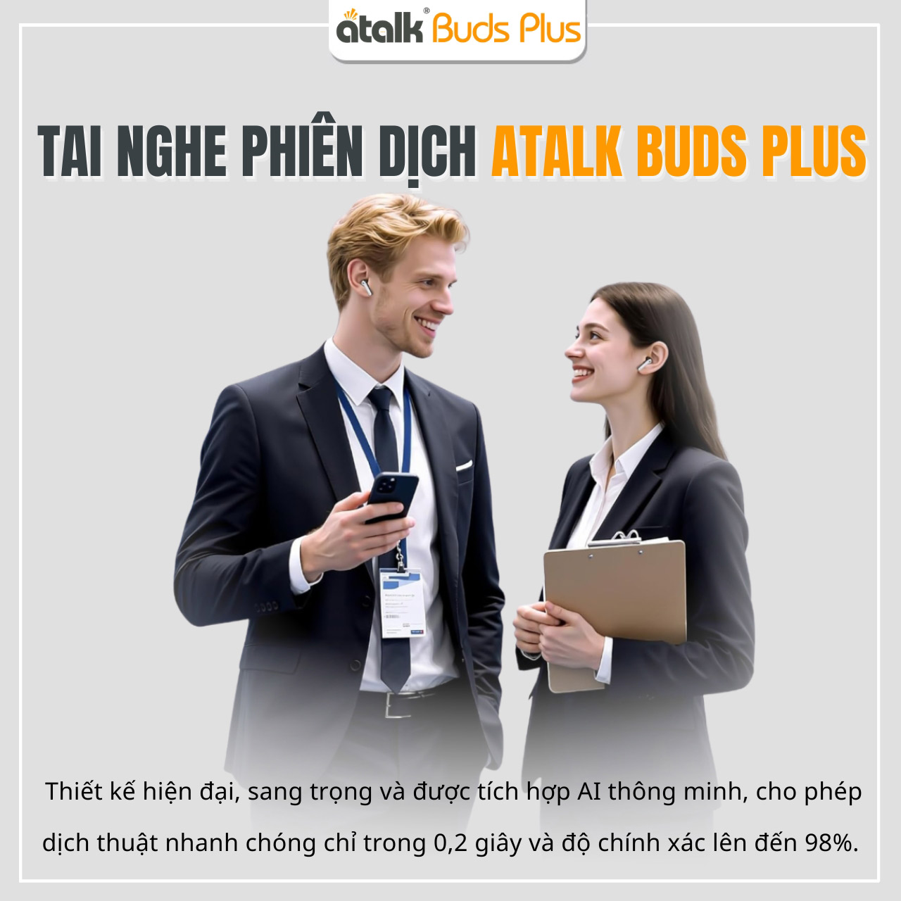 Tai Nghe Dịch Thuật ATalk Buds Plus Có Thiết Kế Sang Trọng Và Hiện Đại