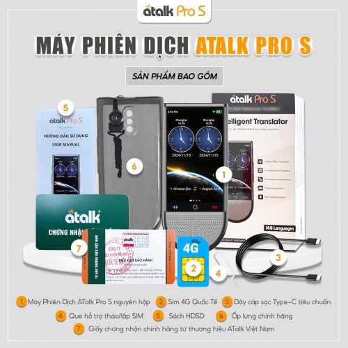 Bên Trong Hộp Máy Thông Dịch ATalk Pro S Gồm Có Gì