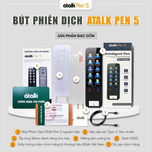 Bộ Sản Phẩm Bút Quét Dịch AI ATalk Pen 5 Có Những Gì