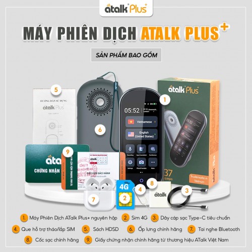 Bộ Sản Phẩm Đi Kèm Khi Sở Hữu Máy Dịch Ngôn Ngữ Cầm Tay ATalk Plus+