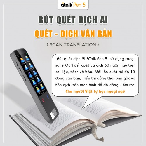 Bút Quét Dịch Đa Ngôn Ngữ ATalk Pen 5 Được Tích Hợp Công Nghệ OCR
