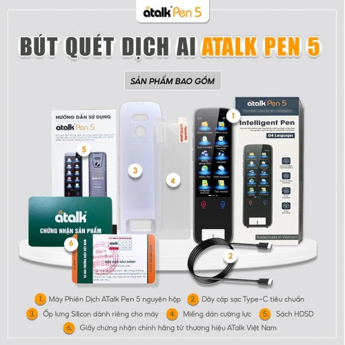 Hộp Bút Quét Dịch AI ATalk Pen 5 Gồm Những Gì