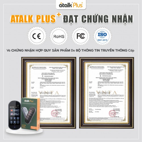 Máy Dịch Ngôn Ngữ Cầm Tay ATalk Plus+ Đạt Chứng Nhận Hợp Quy