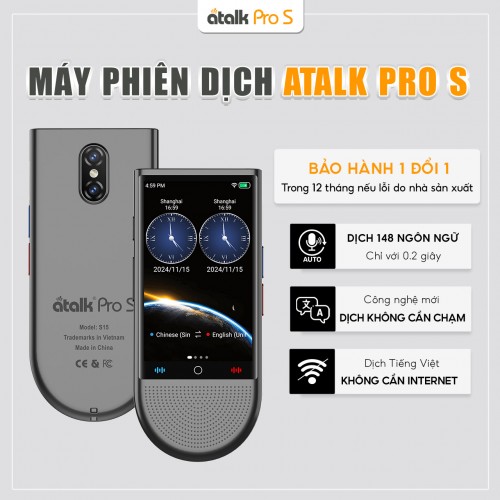 Máy Phiên Dịch ATalk Pro S | Dịch Tự Động 148 Ngôn Ngữ - Không Cần Bấm Nút - Không Cần Chạm