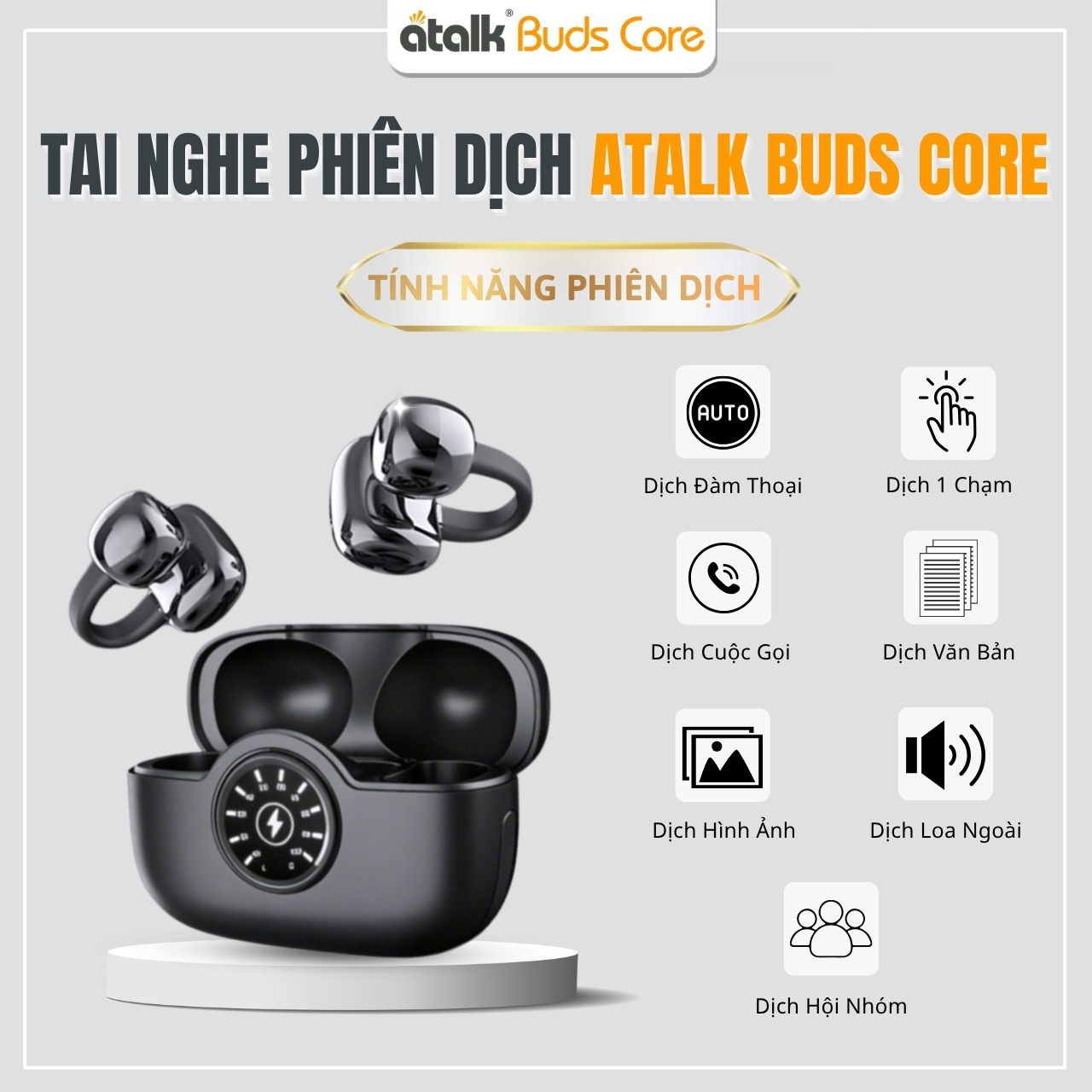 Tính Năng Phiên Dịch Vượt Trội Trên Máy Dịch Đeo Tai ATalk Buds Core
