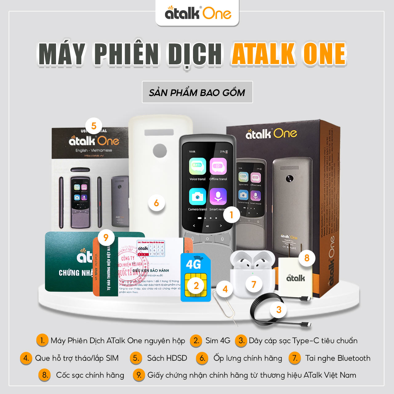 Trọn Bộ Máy Thông Dịch ATalk One Bao Gồm Những Gì?