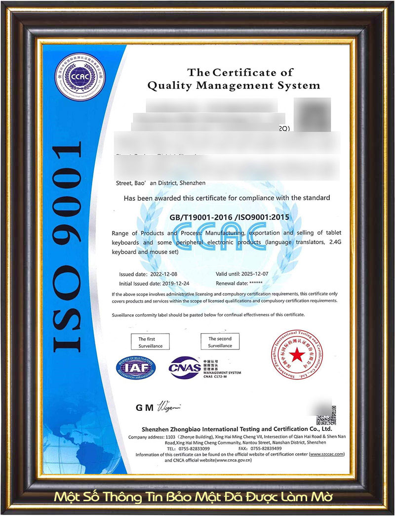 Chứng Chỉ ISO 9001