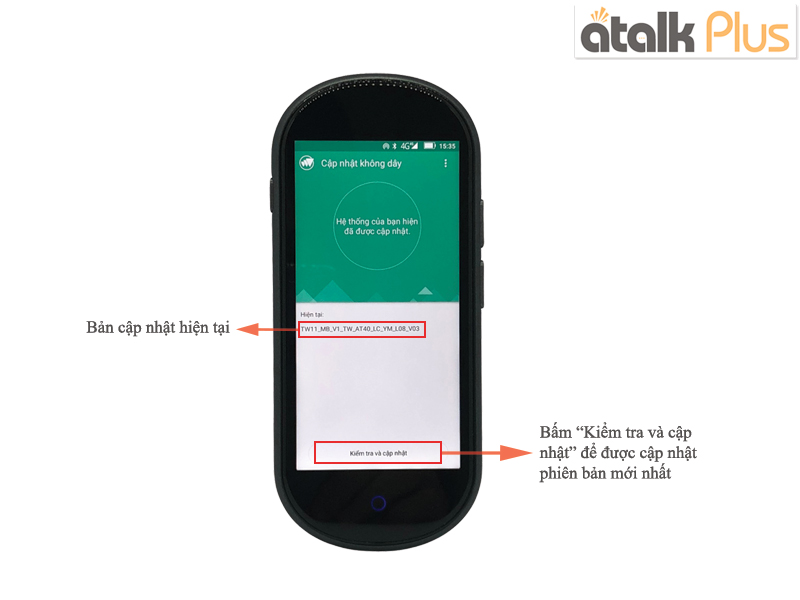 Cách kiểm tra bản cập nhật trên Atalk Plus 1