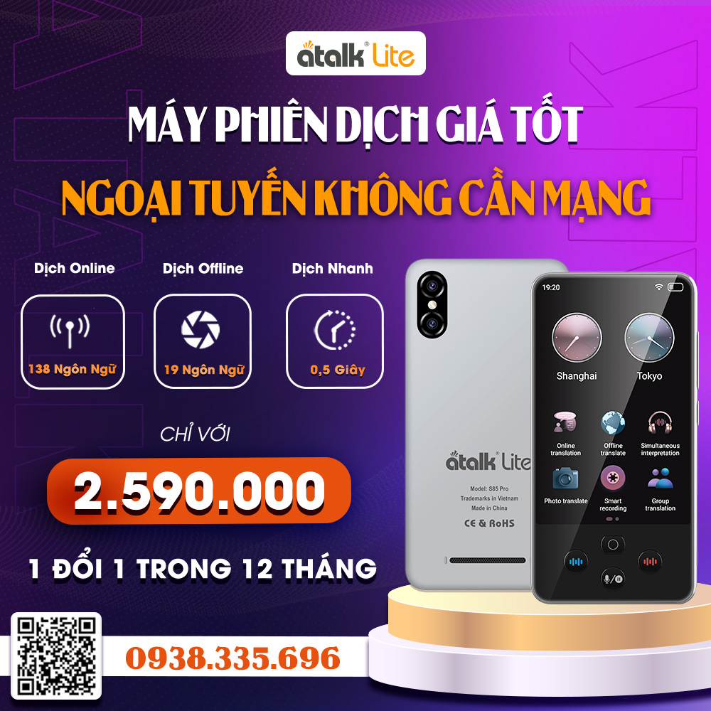 ATalk Lite - Máy Phiên Dịch 138 Ngôn Ngữ - Không Cần Kết Nối Mạng ATalk Lite - Máy Phiên Dịch 138 Ngôn Ngữ - Không Cần Kết Nối Mạng