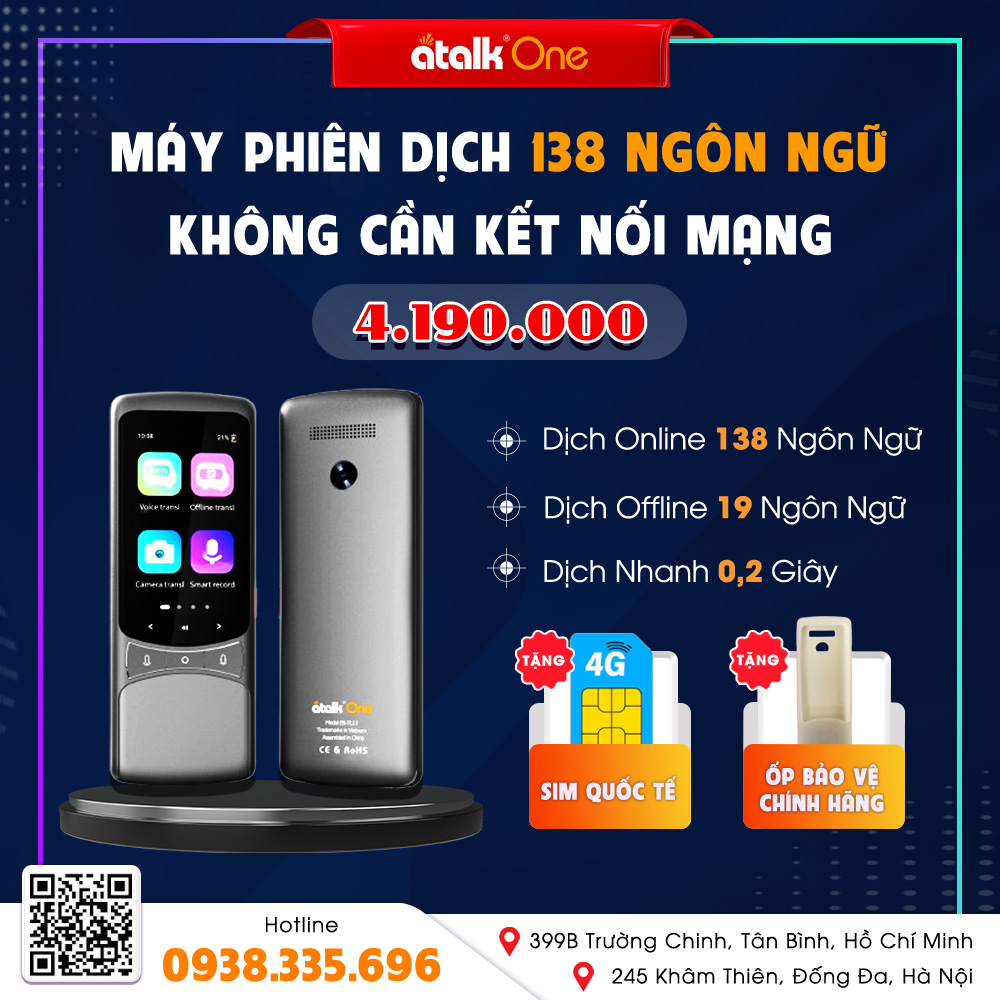 Máy Phiên Dịch Atalk One - Dịch 138 Ngôn Ngữ Không Cần Kết Nối Mạng