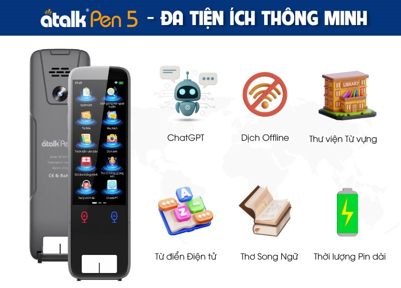 Bút thông dịch ngôn ngữ Atalk Pen 5 sở hữu đa tiện ích thông minh Bút thông dịch ngôn ngữ Atalk Pen 5 sở hữu đa tiện ích thông minh