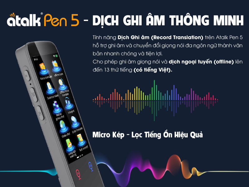 Tính năng dịch ghi âm (Smart Recording) của bút Scan dịch ngôn ngữ Atalk Pen 5 Tính năng dịch ghi âm (Smart Recording) của bút Scan dịch ngôn ngữ Atalk Pen 5