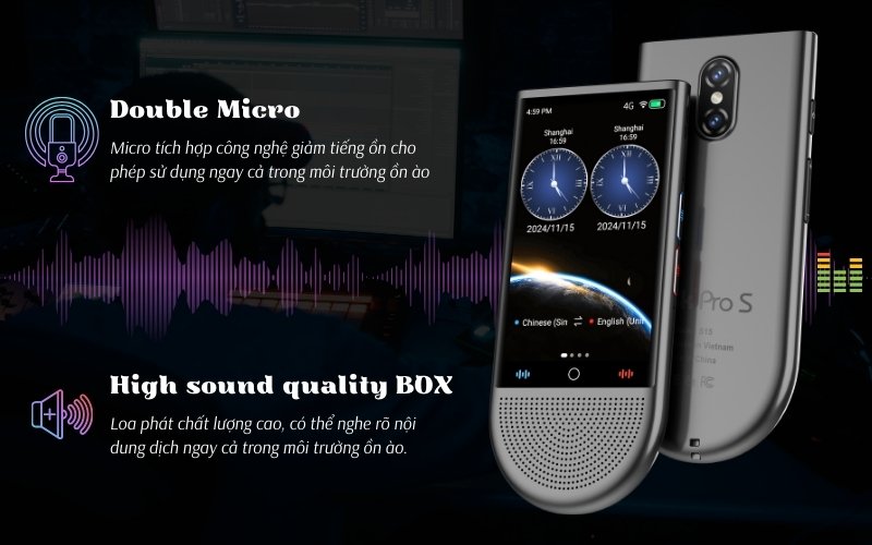 Máy phiên dịch 2 chiều ATalk Pro sở hữu hệ thống âm thanh đỉnh cao - thu phát bản dịch chuẩn xác Máy phiên dịch 2 chiều ATalk Pro sở hữu hệ thống âm thanh đỉnh cao - thu phát bản dịch chuẩn xác