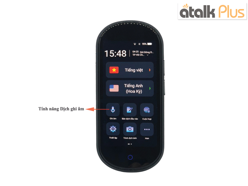Tính năng dịch ghi âm trên Atalk Plus