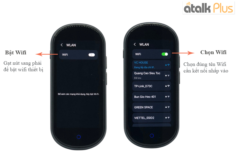Bật wifi WLAN cho máy dịch