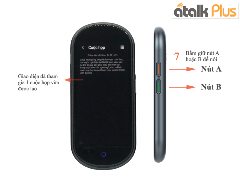 Ghi âm giọng nói sử dụng tính năng dịch cuộc họp trên Atalk Plus
