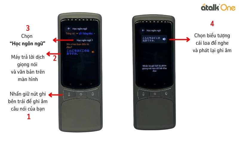 Hướng dẫn sử dụng chức năng học ngôn ngữ khác trên máy phiên dịch ATalk One