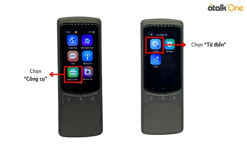 Tiện ích từ điển trên máy dịch thuật Atalk One