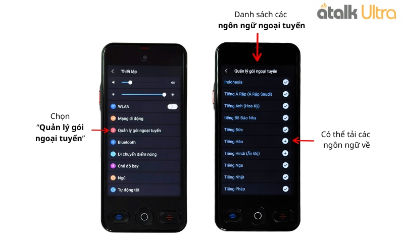 Cách Tải Các Ngôn Ngữ Khi Dịch Ngoại Tuyến Trên Máy Dịch ATalk Ultra