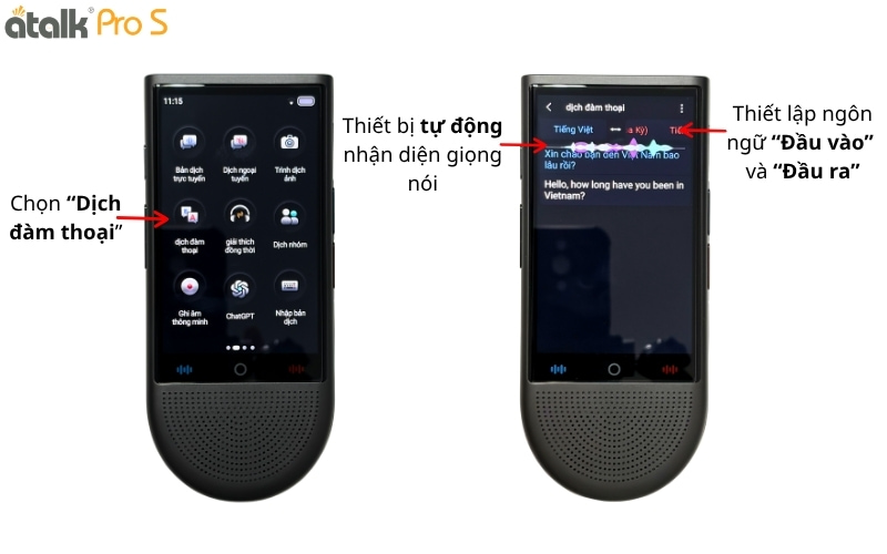 Hướng Dẫn Sử Dụng Tính Năng Dịch Đàm Thoại Trên Máy Thông Dịch ATalk Pro S