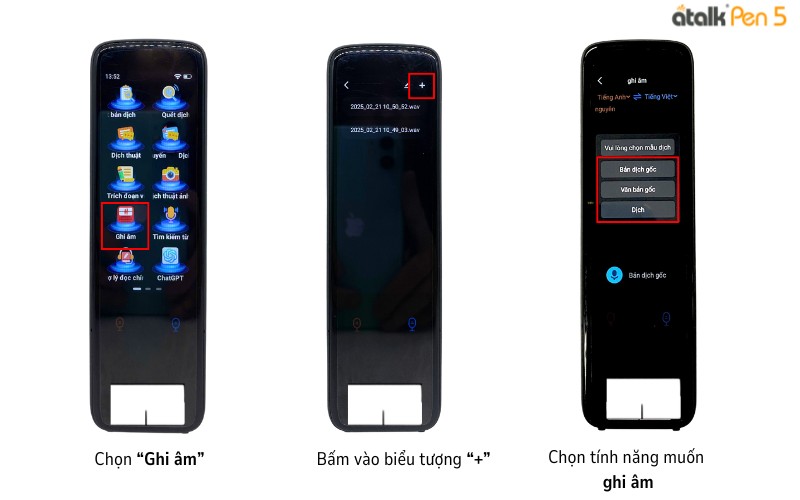 Tính năng dịch ghi âm của bút dịch ngôn ngữ 2 chiều ATalk Pen 5