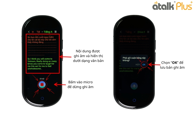 Cách Dịch Ghi Âm Trên Máy Phiên Dịch Cầm Tay ATalk Plus+ Bản Nâng Cấp Mới