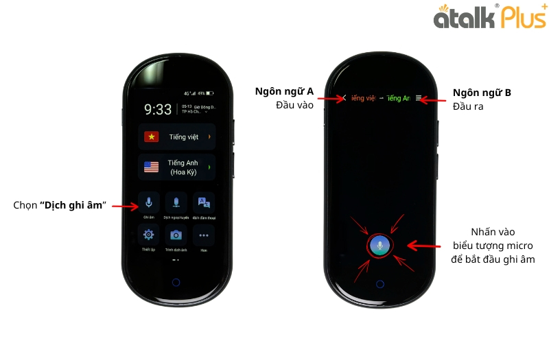 Hướng Dẫn Sử Dụng Tính Năng Dịch Ghi Âm Trên Máy Phiên Dịch ATalk Plus+ 150 Ngôn Ngữ