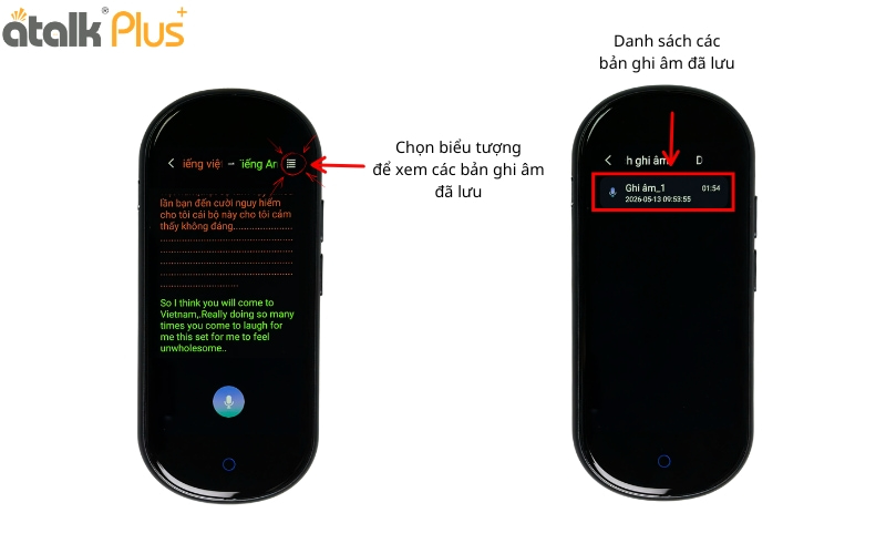 Xem Lịch Sử Các Bản Dịch Ghi Âm Đã Lưu