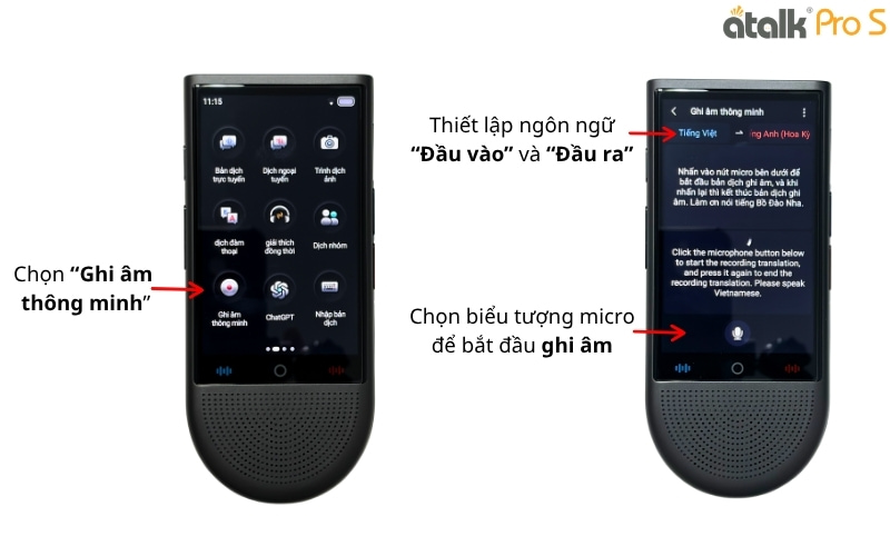 Hướng Dẫn Sử Dụng Tính Năng Dịch Ghi Âm Trên Máy Phiên Dịch ATalk Pro S