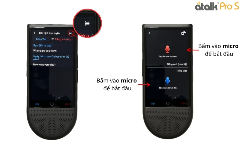 Tính Năng Dịch Giọng Nói 2 Chiều Online Trên ATalk Pro S Hỗ Trợ 148 Ngôn Ngữ