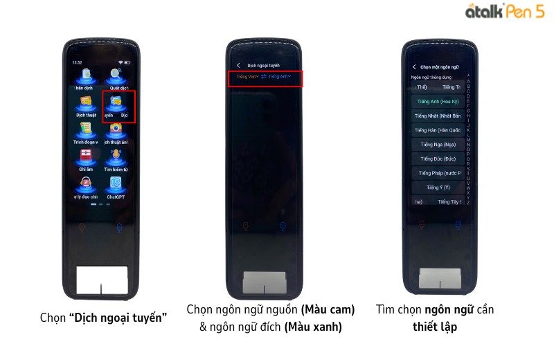Tính năng dịch giọng nói offline của bút dịch thuật ATalk Pen 5