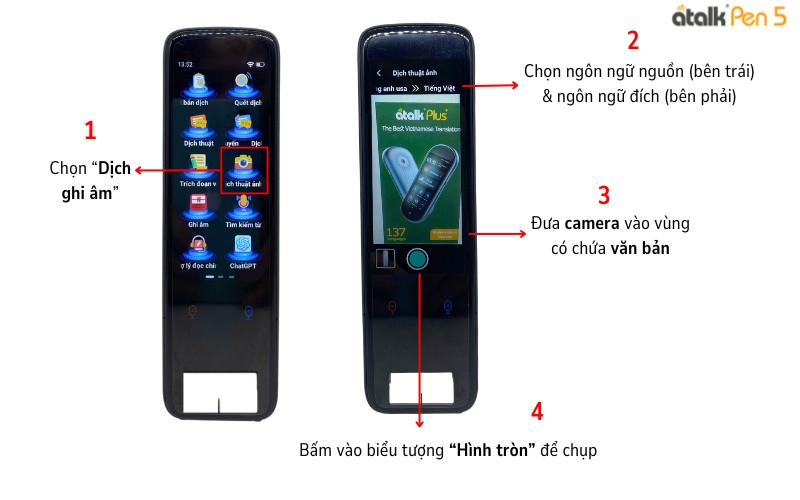 Hướng dẫn dịch hình ảnh qua camera ATalk Pen 5 Hướng dẫn dịch hình ảnh qua camera ATalk Pen 5