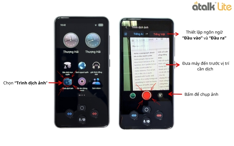 Hướng Dẫn Sử Dụng Tính Năng Dịch Hình Ảnh Trên Máy Phiên Dịch ATalk Lite