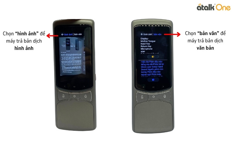 Máy dịch thuật ngữ ATalk One trả kết quả dưới dạng hình ảnh và văn bản
