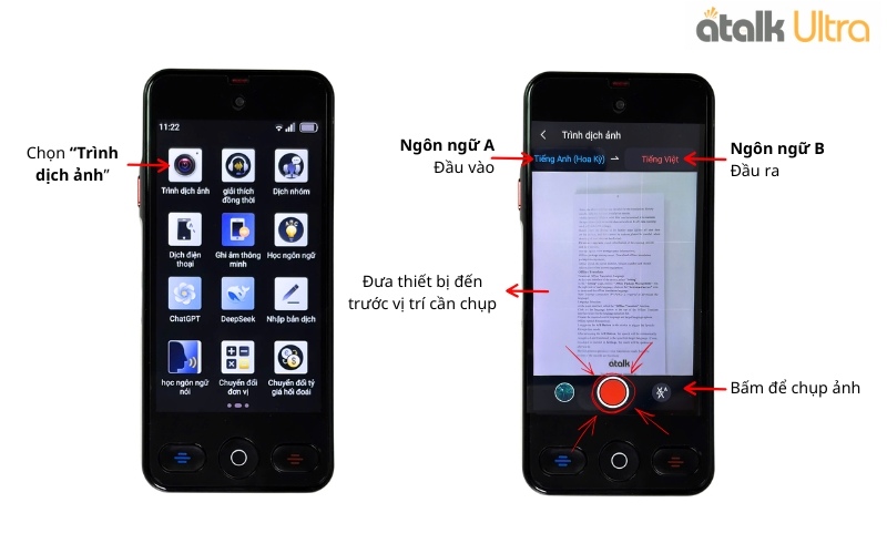 Cách Sử Dụng Tính Năng Dịch Hình Ảnh Trên Máy Thông Dịch Tự Động ATalk Ultra
