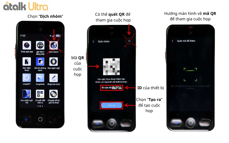 Hướng Dẫn Sử Dụng Tính Năng Dịch Hội Nhóm Trên Máy Dịch Cầm Tay ATalk Ultra