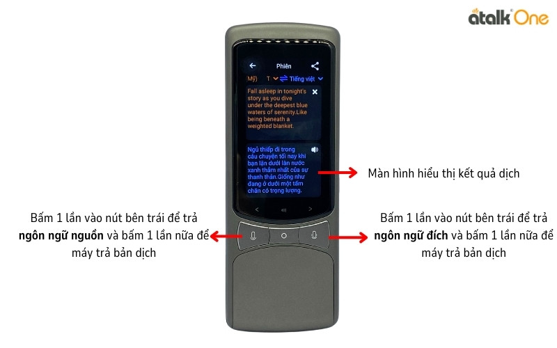 Các bước thiết lập ngôn ngữ và dùng nút ghi để thực hiện dịch thuật trên máy Atalk One Các bước thiết lập ngôn ngữ và dùng nút ghi để thực hiện dịch thuật trên máy Atalk One