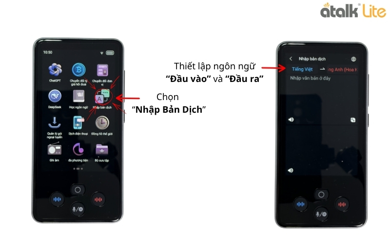 Hướng Dẫn Sử Dụng Tính Năng Dịch Văn Bản Trên Máy Phiên Dịch ATalk Lite