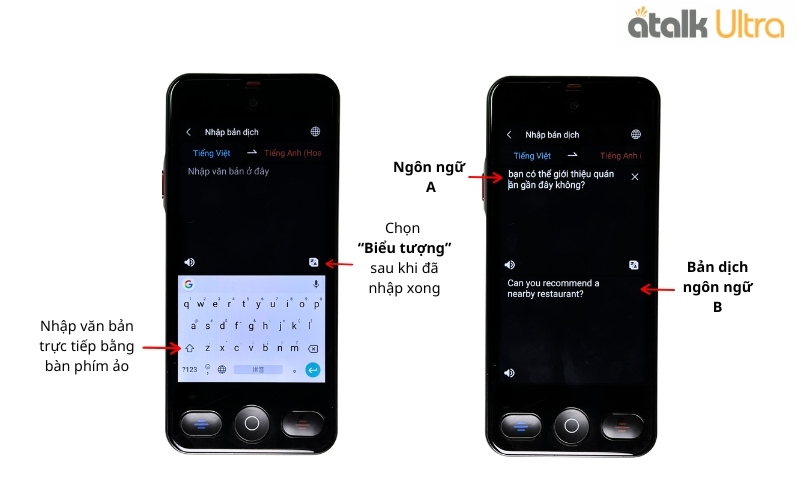 Cách Dịch Văn Bản Trên Máy Dịch Đa Ngôn Ngữ ATalk Ultra