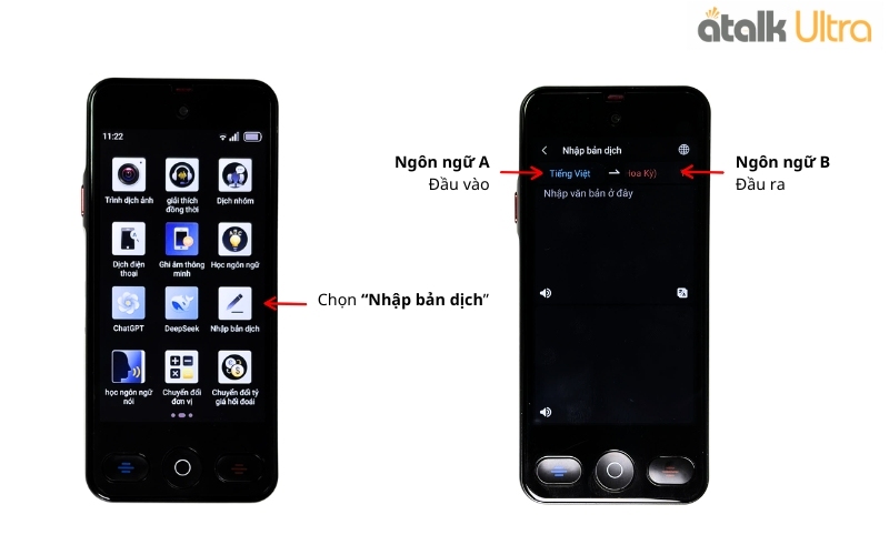 Hướng Dẫn Sử Dụng Tính Năng Dịch Văn Bản Trên Máy Dịch ATalk Ultra